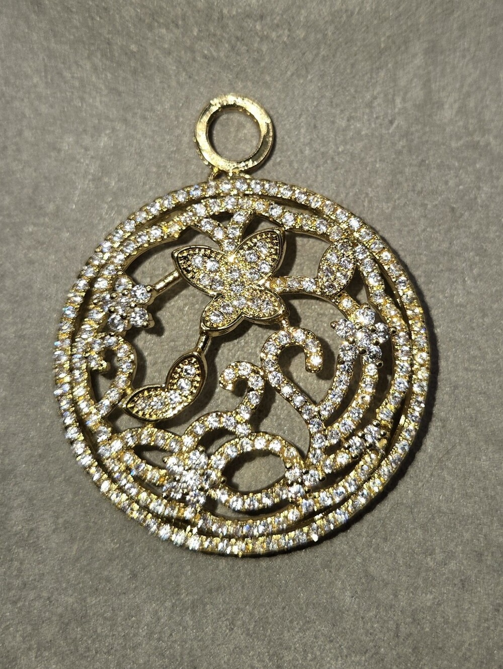 Freida Rothman "Vault" 14k Gold Over Brass Pave Floral And Butterfly Pendant